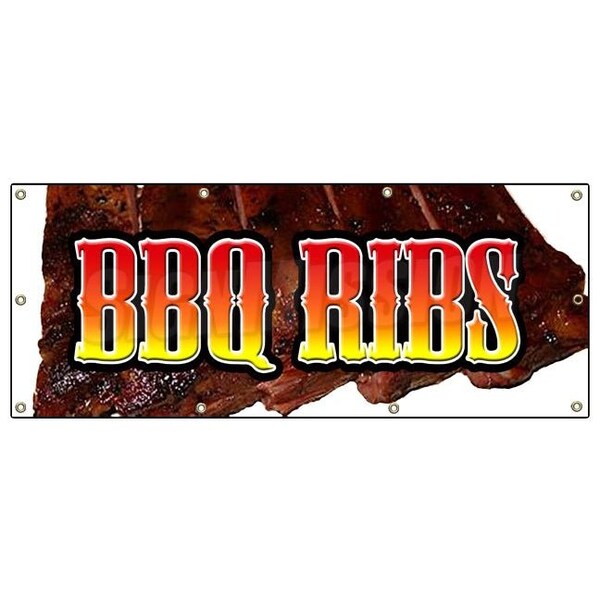 BBQ RIBS BANNER SIGN barbque bar-b-q bbq signs bar-b-que pork beef